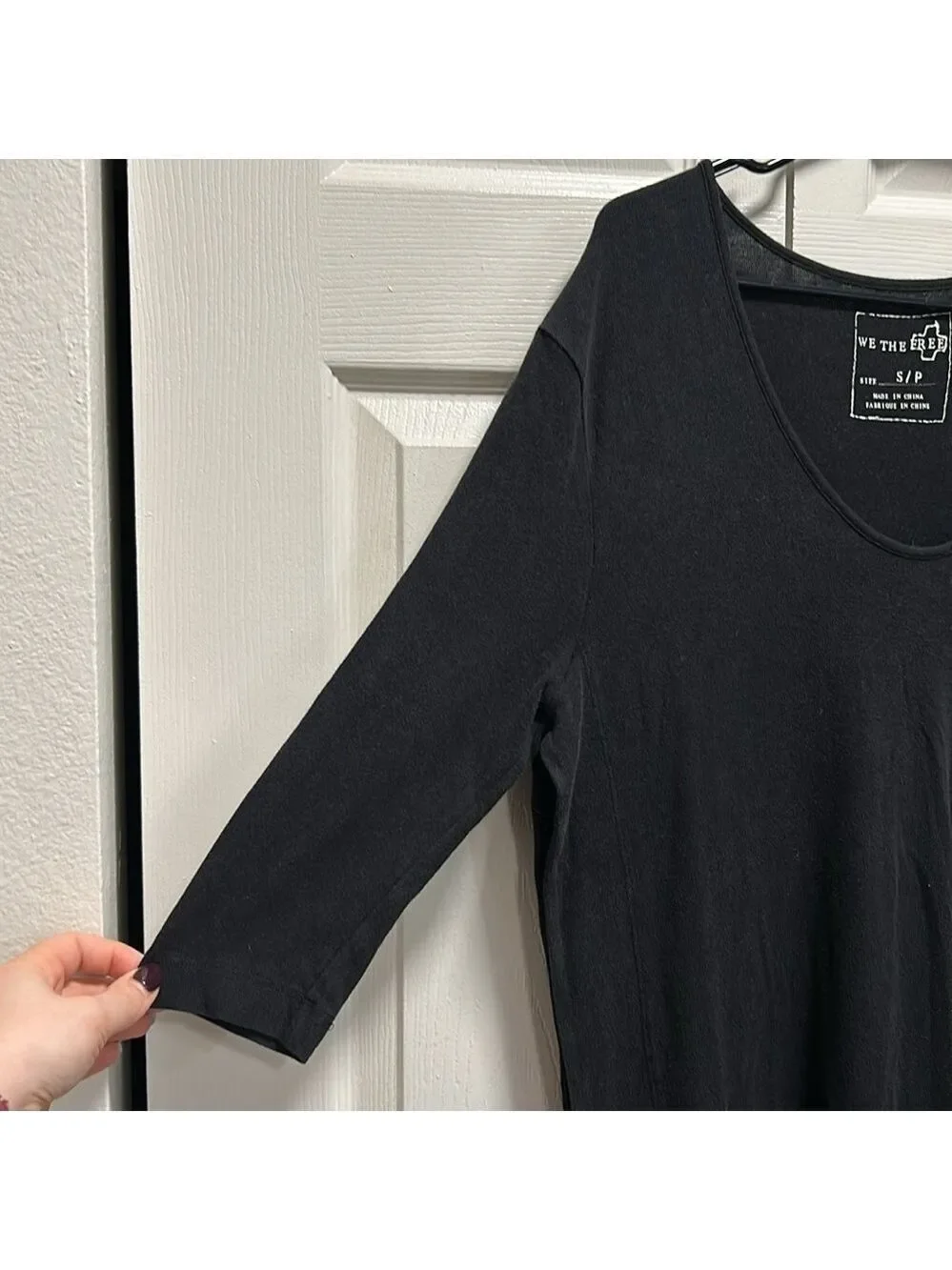 We the Free Black 3/4 Sleeve Scoop Neck High-Low Split-Hem Cover Up Size Small